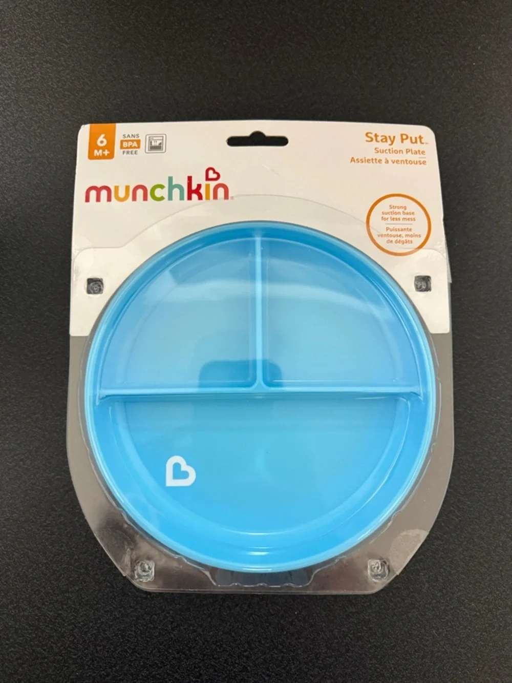 Munchkin Blue Divided Suction Feeding Plate
